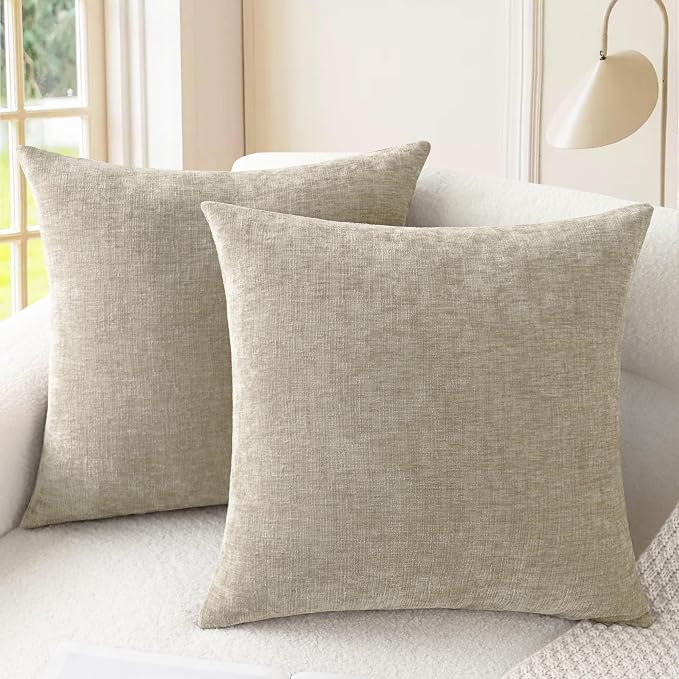 CaliTime Throw Pillow Covers Decorative 20 X 20 Inches Pack of 2 Cozy Chenille by CaliTime