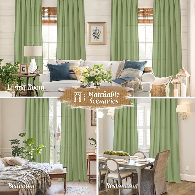 LAMIT Sage Green Linen Curtains - Image 6