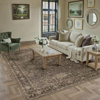 5x7 Washable Area Rug for Living Room Bedroom Vintage Brown Soft Low Pile - Image 5