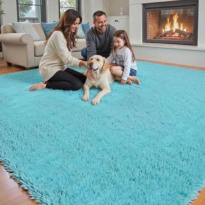 Area Rugs 9x12 Living Room, Shaggy Carpet Soft Plush Furry Bedside Rug Large - Image 3