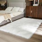AMTOVO Faux Fur Sheepskin Rug for Living Room, 4 x 6 ft White Fluffy Area Rug - Image 5