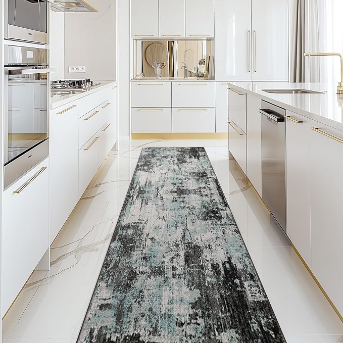 Washable Area Rugs 2'x10' Non-Slip Modern Abstract Soft by RELEANY