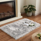 Goolela Grey Fluffy Fuzzy Furry Rug 2x3 Gray Faux Sheepskin Fur Rug - Image 8