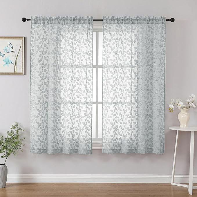 Chyhomenyc Light Grey Sheer Curtains 54 Inch Length by Chyhomenyc