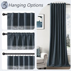 Guken Vintage Blue 100% Blackout Linen Curtains 72 Inch Length 2 Panels Set - Image 6