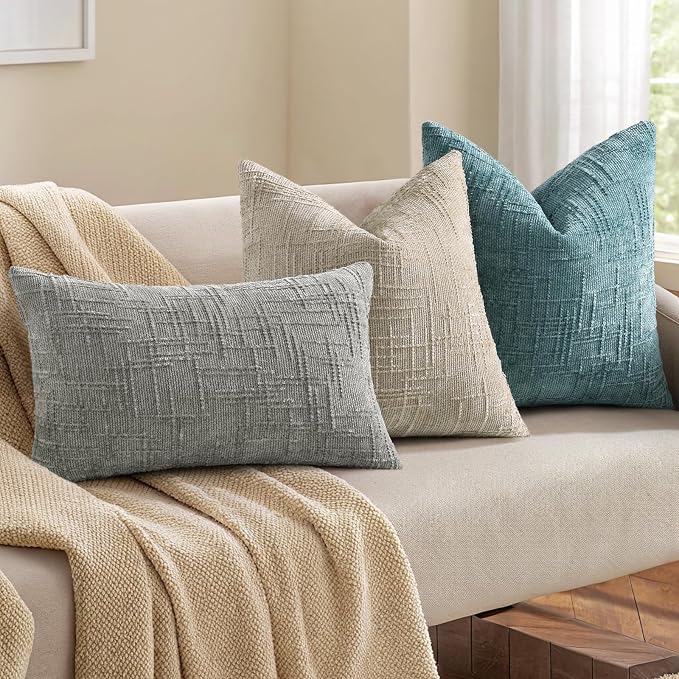 decorUhome Light Brown Chenille Throw Pillow Covers 18x18 Set of 2 Textured - Image 4