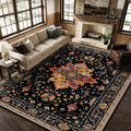 RELEANY Area Rugs 9'x12' Washable Non-Slip, Floral Vintage Distress Print by RELEANY