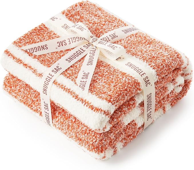 Snuggle Sac Orange Bedding Blanket Ultra Soft Microfiber, Warm Cozy Knit - Image 4