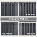 Grey Curtains for Living Room 96 Inches Long 2 Panels Back Tab Light Filtering - Image 4