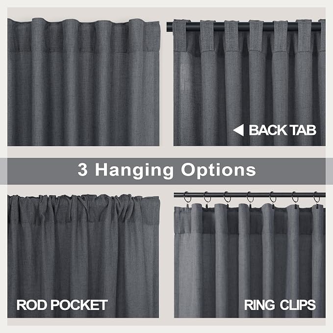 Dark Gray Curtains 108 Inches Long 2 Panels Set - Image 4