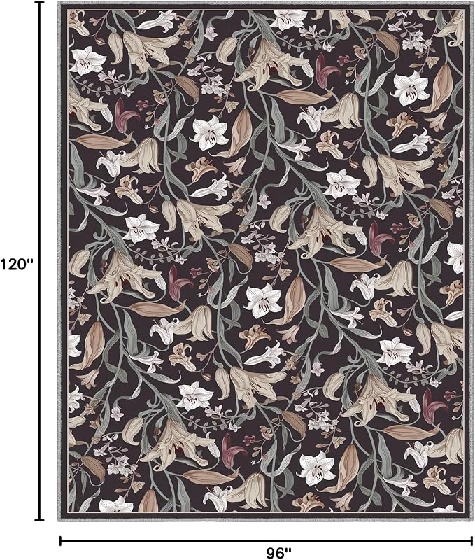 Area Rug 8x10 Vintage Rug Traditional Mat, Non Slip Indoor Boho Area Rug Carpet - Image 3