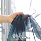 OVZME Dusty Blue Sheer Curtains 36 inches Long, Short Kitchen Window Treatment - Image 3