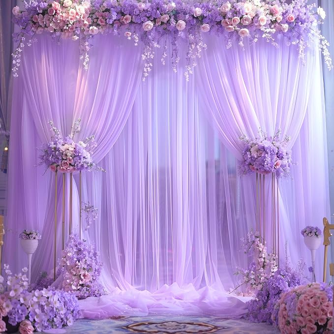 Lavender Tulle Backdrop Curtains - Image 4
