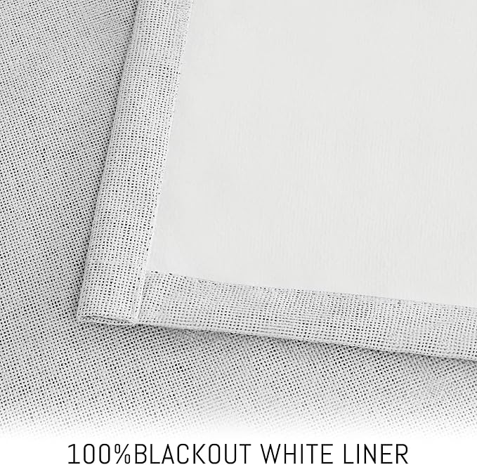 Yakamok White Linen Curtains 100% Blackout 90 Inches Long, Room Darkening - Image 3