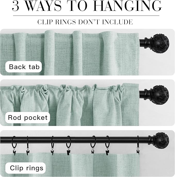 RYB HOME 100% Blackout Linen Textured Curtains 108 inches Long, Thermal - Image 7