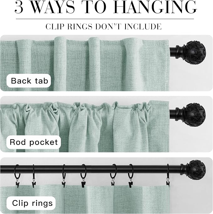 RYB HOME 100% Blackout Linen Textured Curtains 90 inches Long, Thermal - Image 7