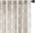 jinchan Linen Floral Curtains for Living Room 84 Inch Length Blue Flower by JINCHAN