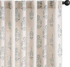 jinchan Linen Floral Curtains for Living Room 84 Inch Length Blue Flower by JINCHAN
