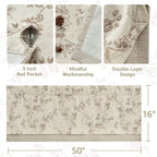 jinchan Linen Kitchen Valance for Windows 16 Inch Floral Double Layer Valance - Image 5