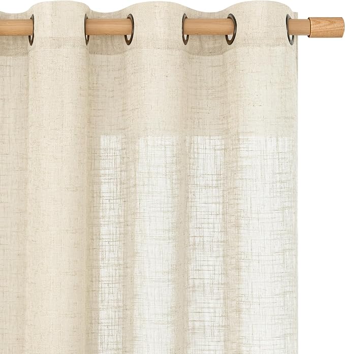 LAMIT Beige Linen Curtains 84 Inch Length 2 Panels by LAMIT