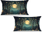 Rustic William Morris Inspired Night Moon Forest Decor Pillow Covers 18x18 Set by Unknown