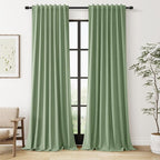 Guken 100% Blackout Linen Curtains 100 Inch Length 2 Panels Set by Guken