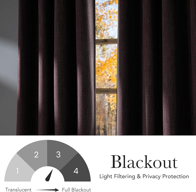NICETOWN Faux Linen Greyish Purple Blackout Curtains 84 inches Long - Image 6