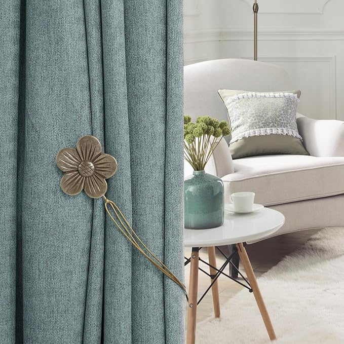 Lewondr Magnetic Curtain Tie, 1 Pair Vintage Resin Flower Curtain Drapery - Image 7