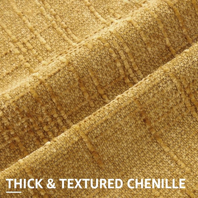 decorUhome Summer Mustard Yellow Chenille Throw Pillow Covers 18x18 Set of 2 - Image 2