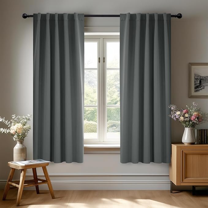 Deconovo Blackout Curtains, Thermal Insulated, W38 x L45 2 Panels, Back Tab by Deconovo