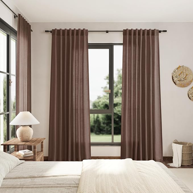 Nanspring Mocha Mousse Curtains 90 Inch Length 2 Panel Set Back Tab Rod Pocket - Image 7