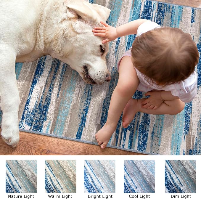 Lansny Modern Abstract Hallway Runner Rug - Image 3