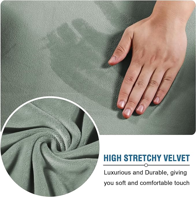 H.VERSAILTEX Modern Velvet Plush 4 Piece High Stretch Sofa Slipcover Sofa Cover - Image 5