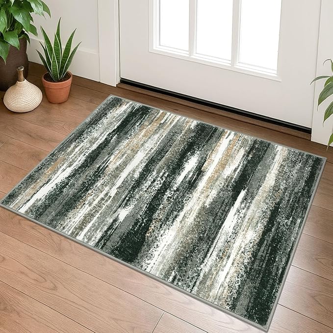 Lansny Modern Abstract Entryway Rug Indoor 2x3 Washable Rug Non-Slip Soft Small by lansny