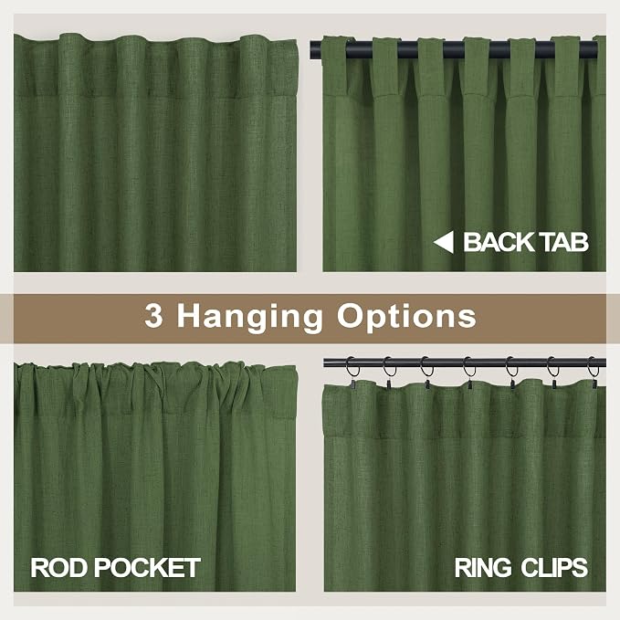 Pitalk Olive Green Curtains 90 Inch Length - Image 4