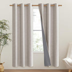 NICETOWN Brich Vintage Open Linen Weave Flax Thermal Curtains, 100% Blackout - Image 2
