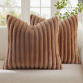decorUhome Cozy Faux Fur Throw Pillow Covers 22x22 Set of 2 Decorative Soft by decorUhome