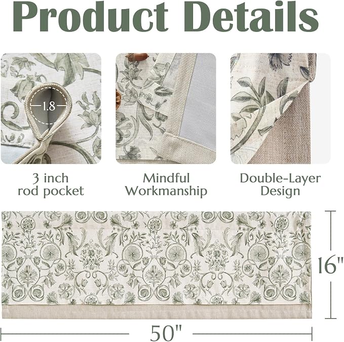 jinchan Linen Valance Kitchen Curtain - Image 5