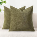 MIULEE Pack of 2 Couch Throw Pillow Covers 18x18 Inch Soft Olive Green Chenille by MIULEE