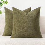 MIULEE Pack of 2 Couch Throw Pillow Covers 18x18 Inch Soft Olive Green Chenille by MIULEE