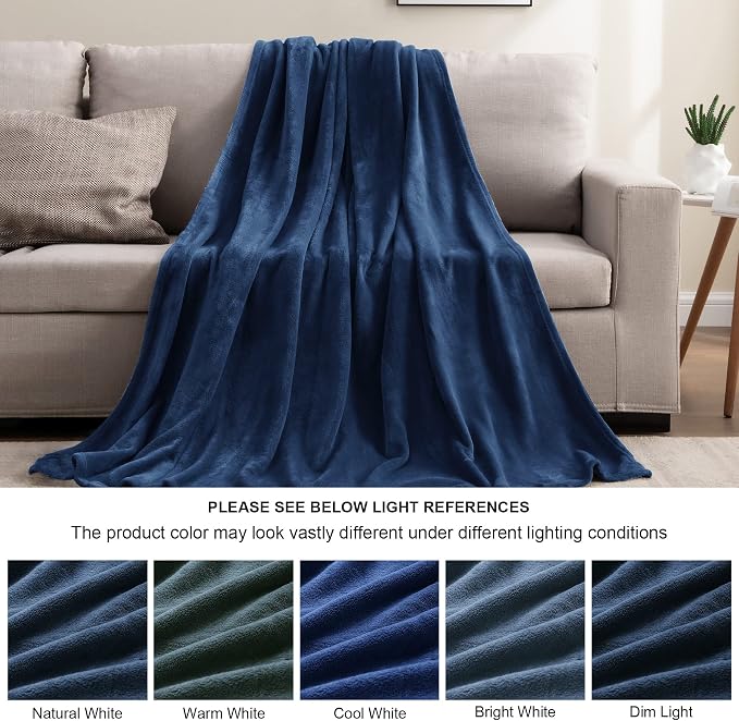 BEDELITE Fleece Blankets Queen Size Navy Blue Throw Blankets - Image 4