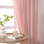 WAZZIO Boho Lace Curtains 84 Inches 2 Panel, Light Filtering Privacy Tassel & by WAZZIO