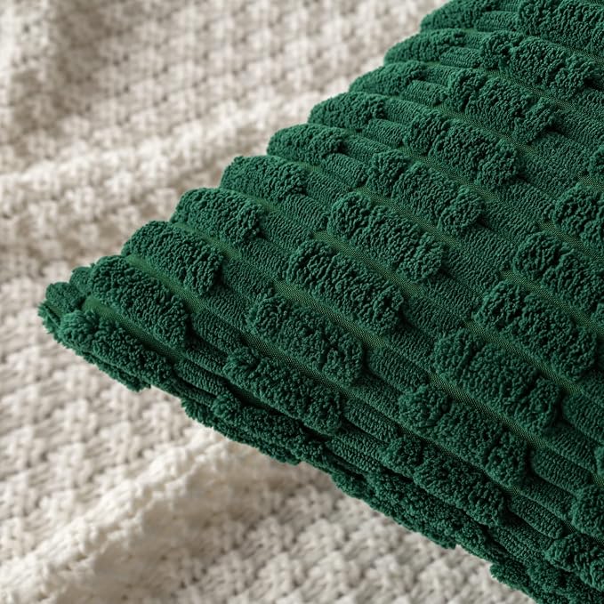 MIULEE Pack of 2 Dark Green Corduroy Decorative Euro Sham Pillow Covers 24x24 - Image 4