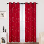 Deconovo Blackout Curtains, Christmas Red Curtain, Thermal Insulated - Image 2