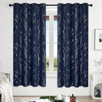 Deconovo Blackout Curtains, Thermal Insulated Soundproof Drapes, Branch Silver - Image 2