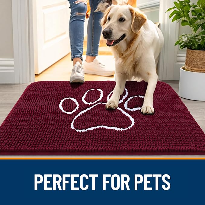 OLANLY Dog Door Mat for Muddy Paws 40x32, Paw Print Design, Absorbs Moisture - Image 6