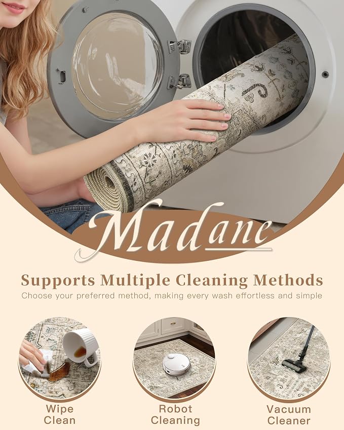 Madane Hallway Runner Rug 2'6''x10' Kitchen Runner, Non Slip Vintage Runners - Image 8