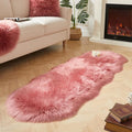 AMTOVO Faux Sheepskin Rug, Blush Pink Ultra Soft Fluffy Shag Area Rug, 2 x 6 ft by AMTOVO