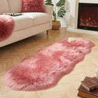 AMTOVO Faux Sheepskin Rug, Blush Pink Ultra Soft Fluffy Shag Area Rug, 2 x 6 ft by AMTOVO