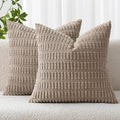MIULEE Pack of 2 Corduroy Decorative Throw Pillow Covers 16x16 Inch Soft Boho by MIULEE